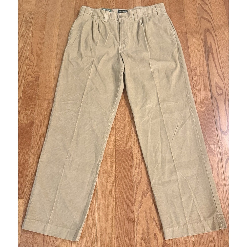 NWT Vtg Eddie Bauer Mens Classic Fit Corduroy Pants Malt Brown W38 L34 Pleated